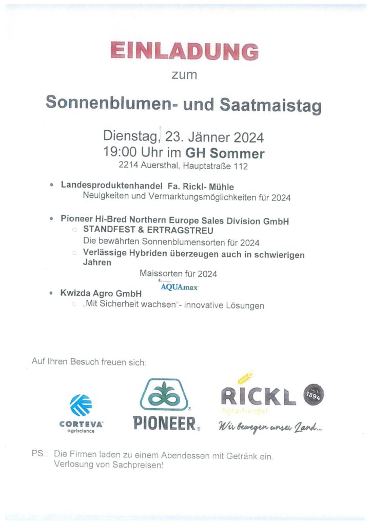 Einladung SOBL- und Saatmaistag 2024
